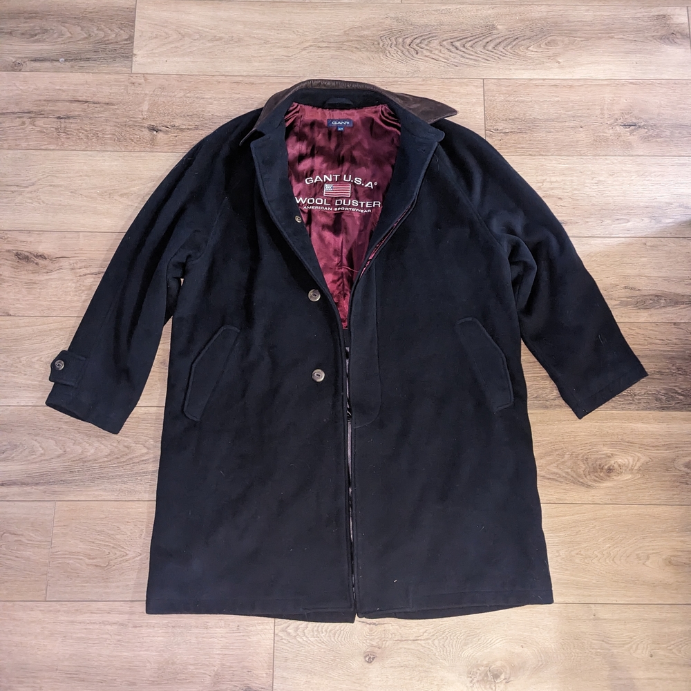 GANT U.S.A Wool Duster American Sportswear Black Wool Coat Trench Jacket